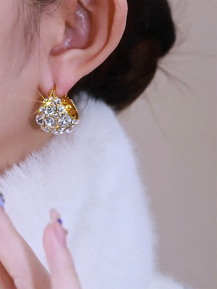 Full diamond cradle earrings(24k Gold plated)