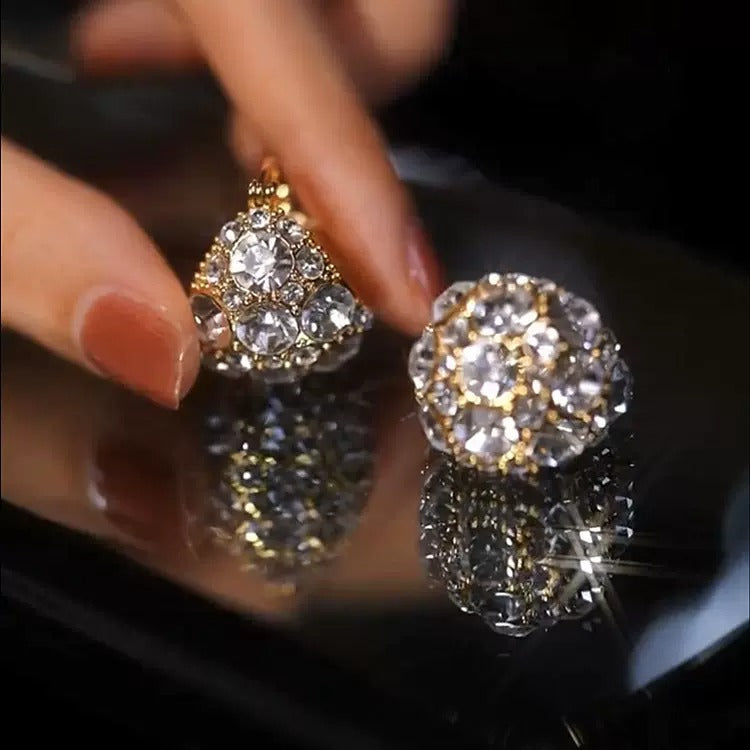 Full diamond cradle earrings(24k Gold plated)