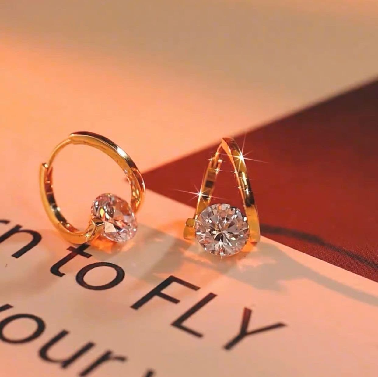 Diamond Zircon Studs S925 Sterling Silver Earrings (18K Gold Plated)