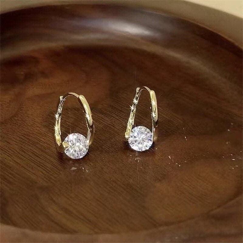 Diamond Zircon Studs S925 Sterling Silver Earrings (18K Gold Plated)