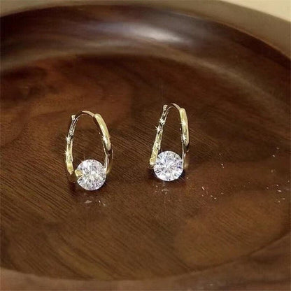 Diamond Zircon Studs S925 Sterling Silver Earrings (18K Gold Plated)