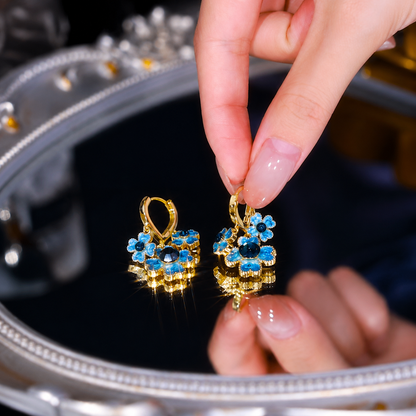 Azure Blossom Earrings(24k gold plated)