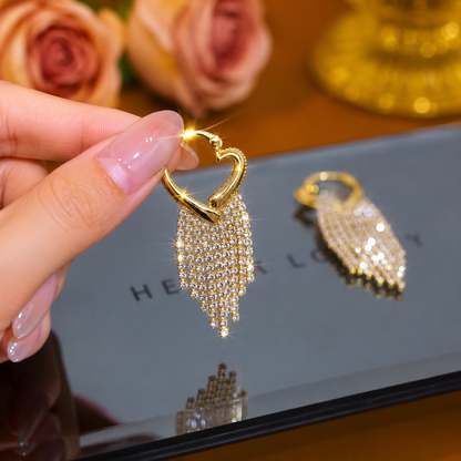 Luxury Heart Tassel Earrings