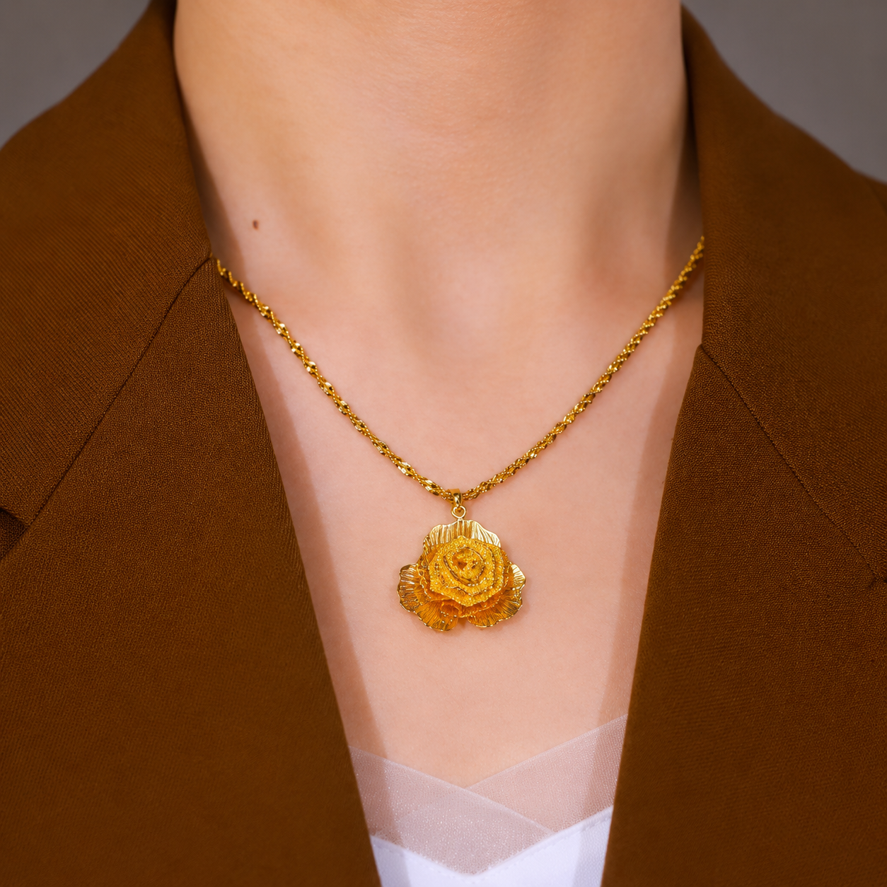 Luxury Golden Rose Pendant(24k Gold plated)