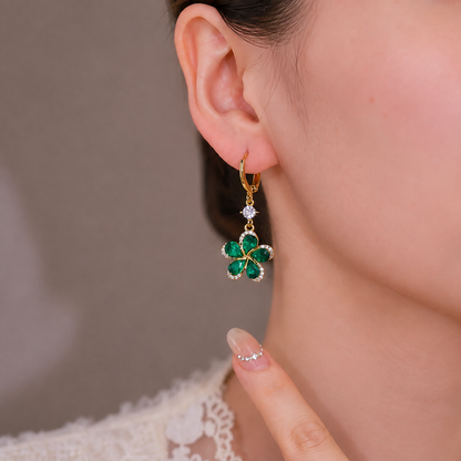 Emerald Bloom Earrings(24k Gold Plated)