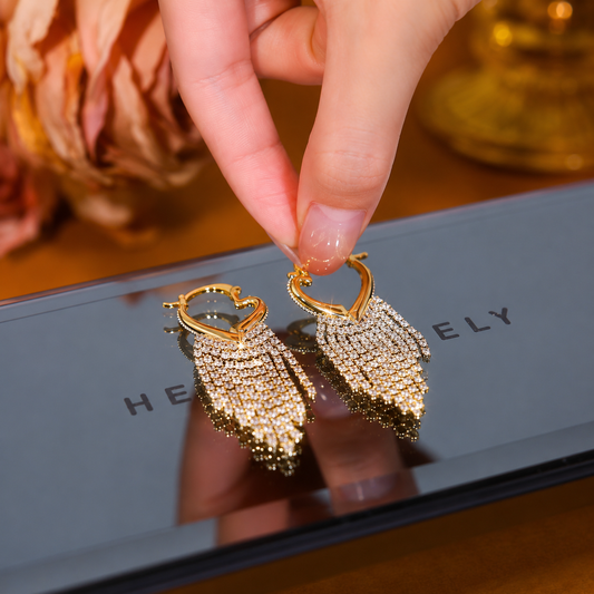 Luxury Heart Tassel Earrings