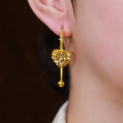 Crystal Heart Earrings(18k Gold Plated)