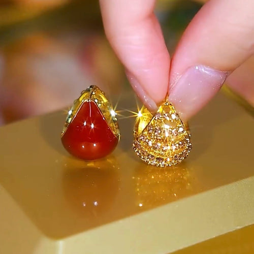 American diamond zircon earrings(24k gold plated)