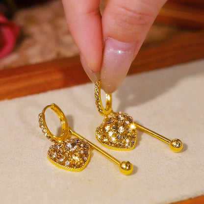Crystal Heart Earrings(18k Gold Plated)