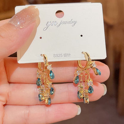 Blue Zircon S925 Sterling Silver Earrings (18K Gold Plated)