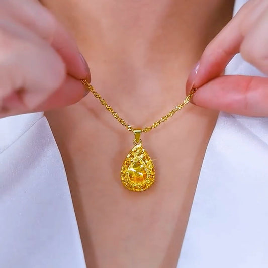 Imperial Gold Drop Necklace(24k gold plated)