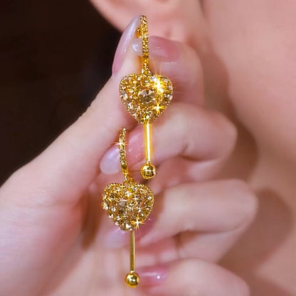 Crystal Heart Earrings(18k Gold Plated)