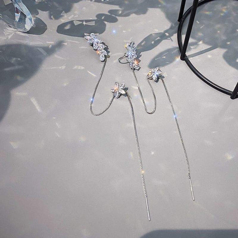 Diamond Zircon S925 Sterling Silver Earrings (18K Gold Plated)