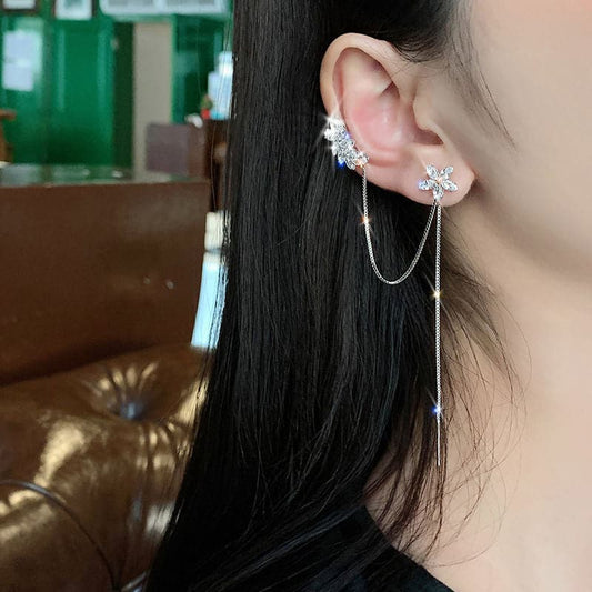 Diamond Zircon S925 Sterling Silver Earrings (18K Gold Plated)