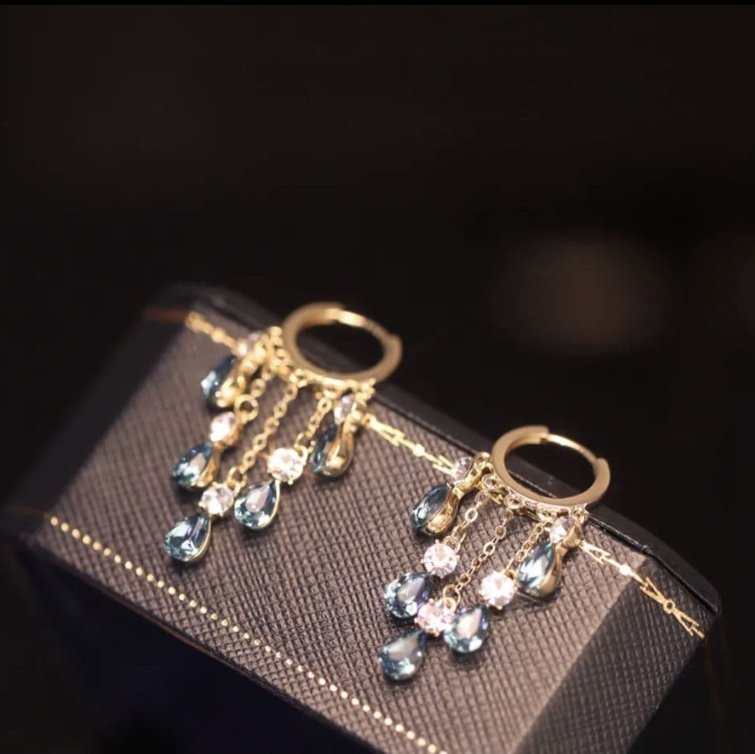 Blue Zircon S925 Sterling Silver Earrings (18K Gold Plated)