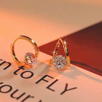 Diamond Zircon Studs S925 Sterling Silver Earrings (18K Gold Plated)