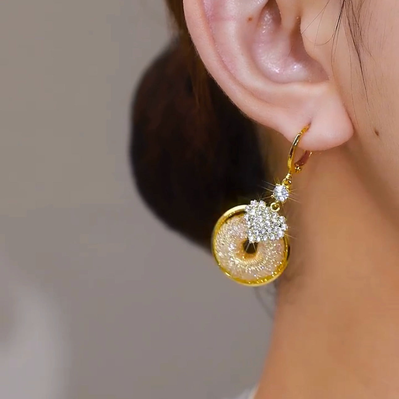 High_Grade Gold Wire Mesh Circle Earings