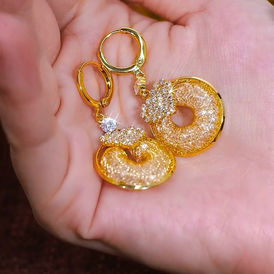 High_Grade Gold Wire Mesh Circle Earings