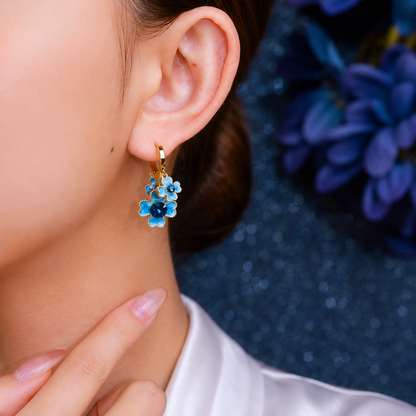 Azure Blossom Earrings(24k gold plated)