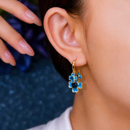 Azure Blossom Earrings(24k gold plated)