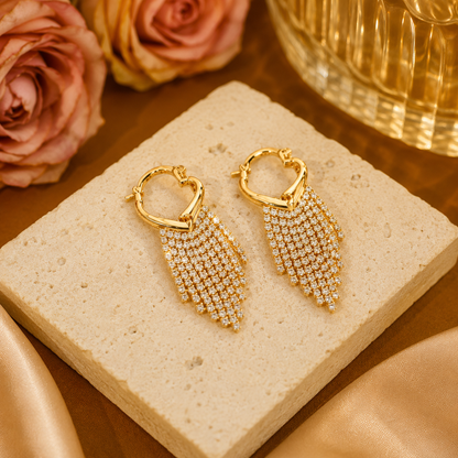 Luxury Heart Tassel Earrings