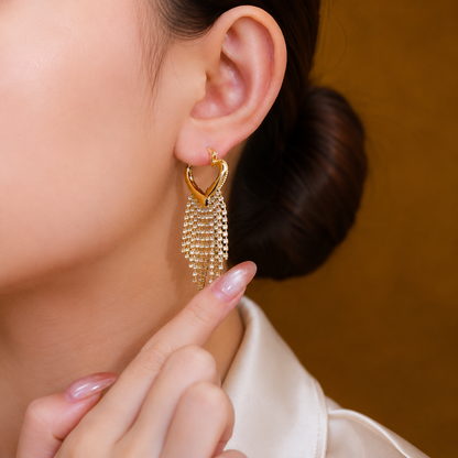 Luxury Heart Tassel Earrings
