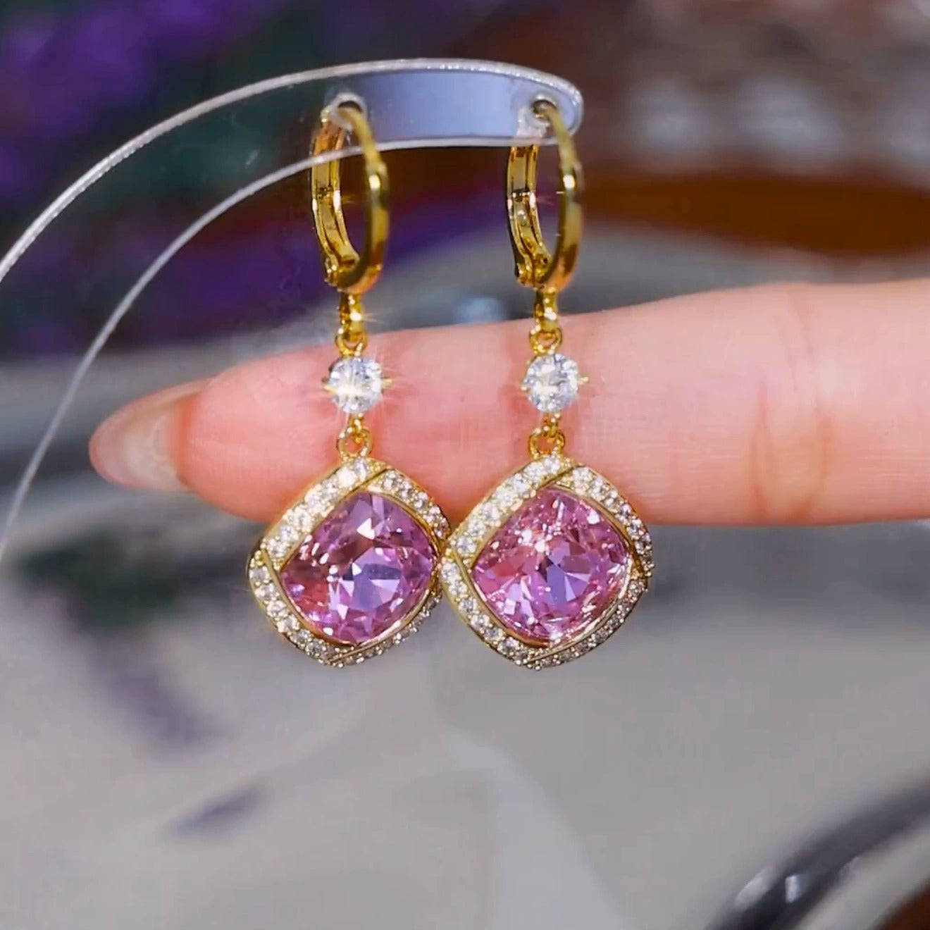 High end purple diamond(24k gold plated)