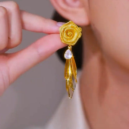 Flower tassel earrings(18k gold plated)