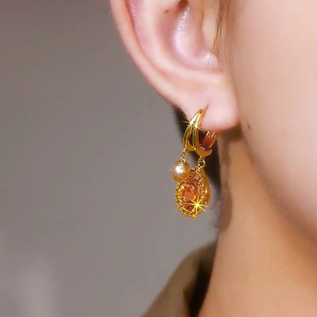 Designer vintage diamond zircon earrings(24k gold plated)