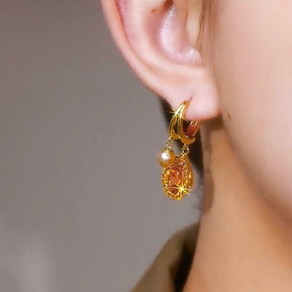 Designer vintage diamond zircon earrings(24k gold plated)