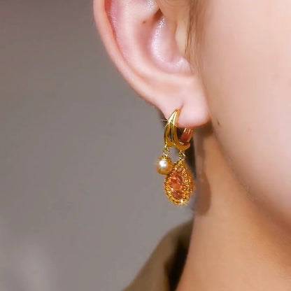 Designer vintage diamond zircon earrings(24k gold plated)