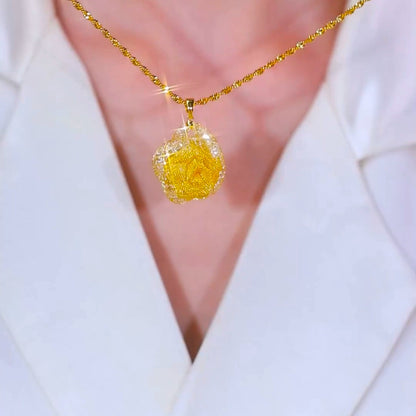 Gold Mesh Rose Necklace(24k gold plated)