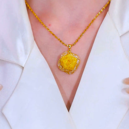 Gold Mesh Rose Necklace(24k gold plated)