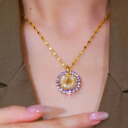 French style diamond necklace(24k gold plated)