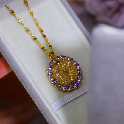 French style diamond necklace(24k gold plated)