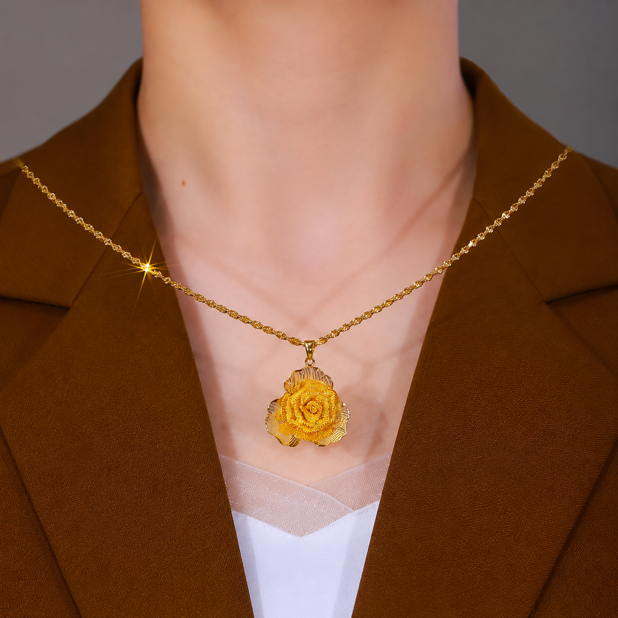 Luxury Golden Rose Pendant(24k Gold plated)