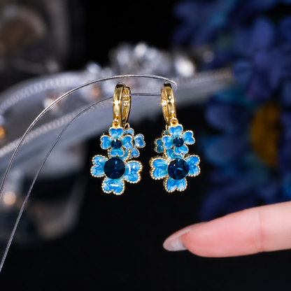 Azure Blossom Earrings(24k gold plated)